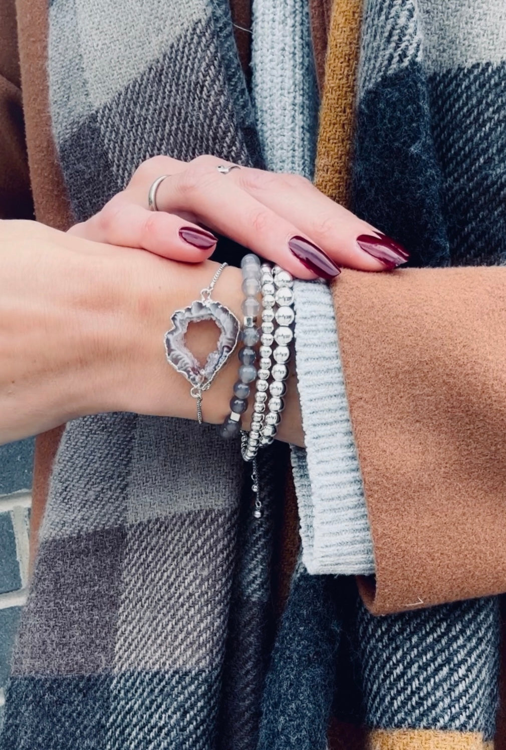 Agate Geode Minimalist Bracelet.