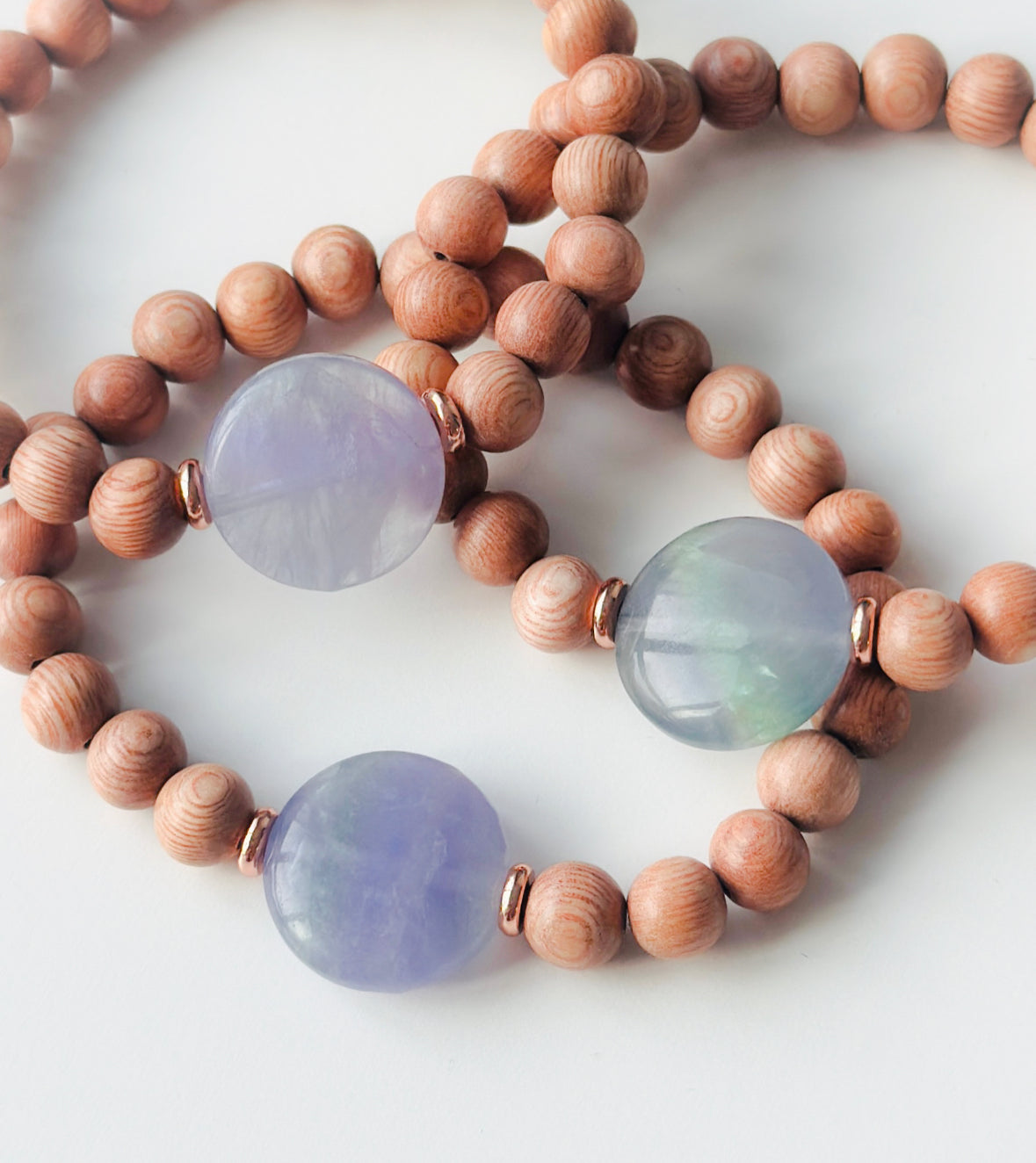 Rosewood bracelet with a Fluorite focal bead