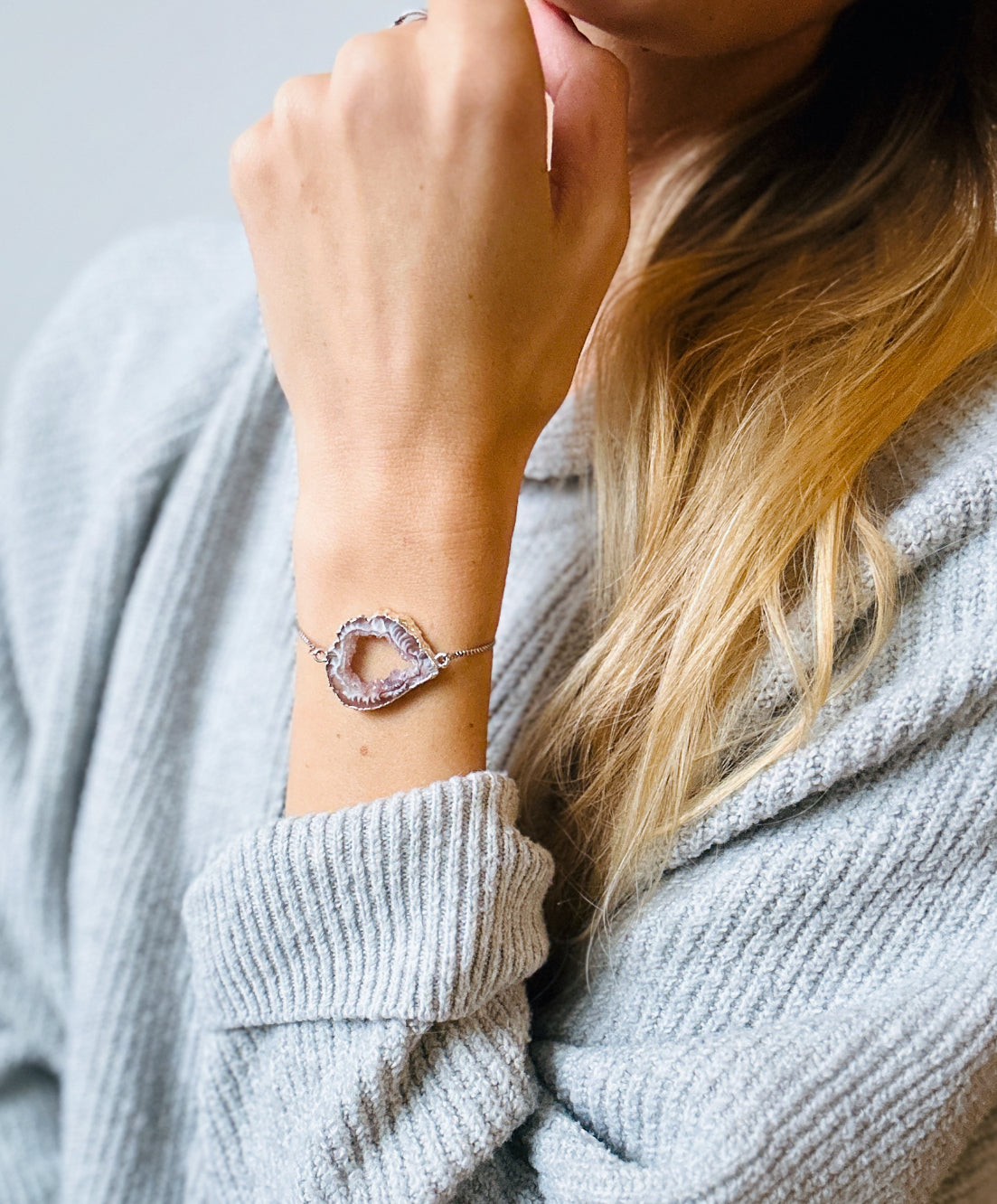 Agate Geode Minimalist Bracelet.