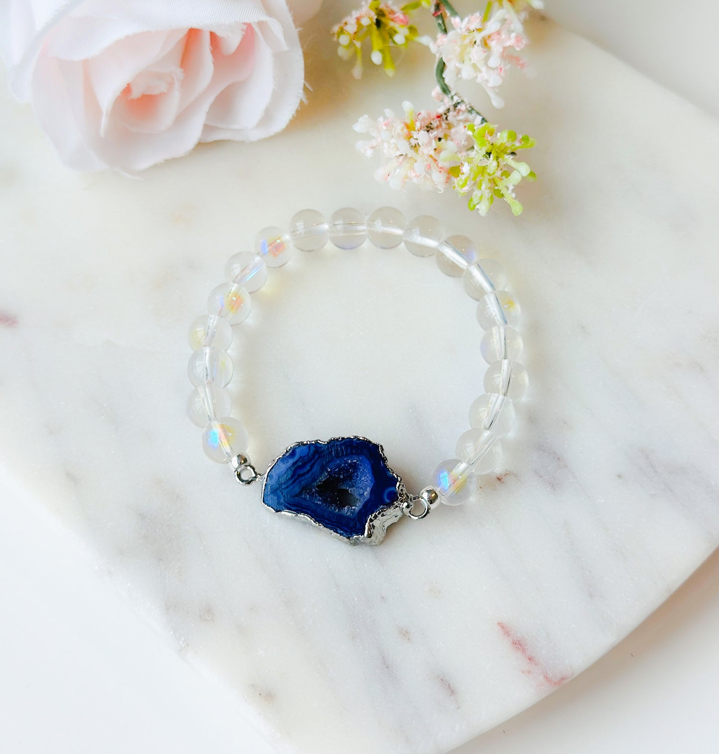 Violet Aura Geode bracelet