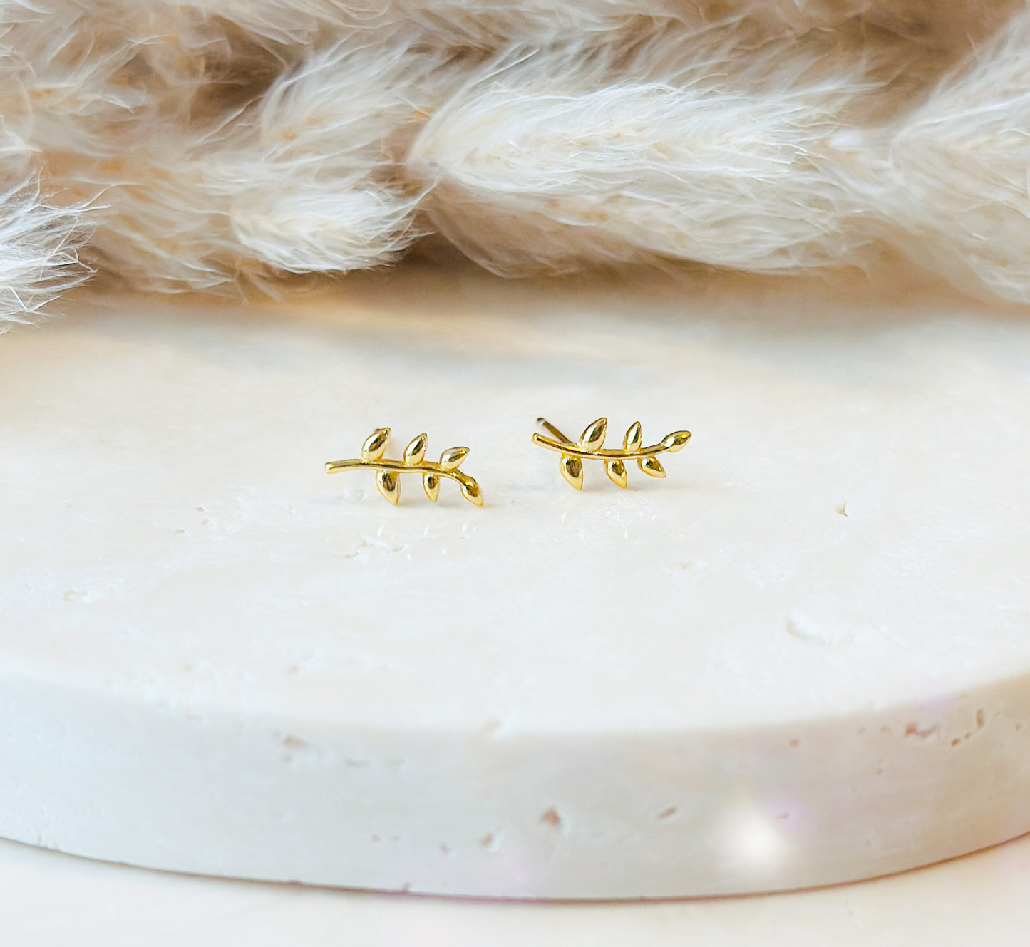 Sterling Silver 14k Gold-Plated Branches Stud Earrings