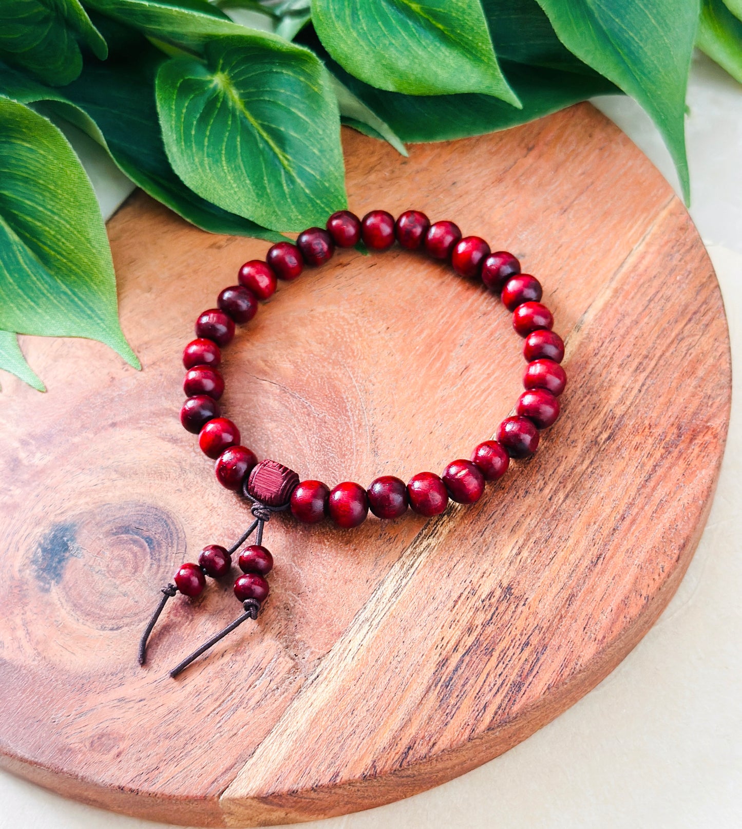 Earthy Redwood tie bracelet 8mm