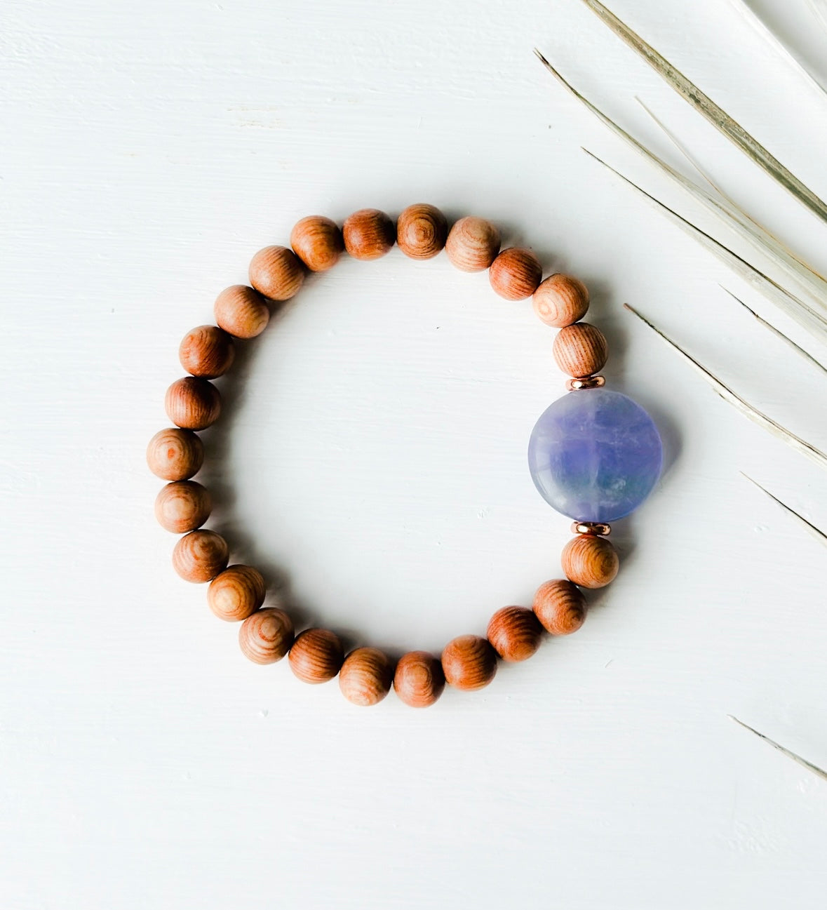 Rosewood bracelet with a Fluorite focal bead