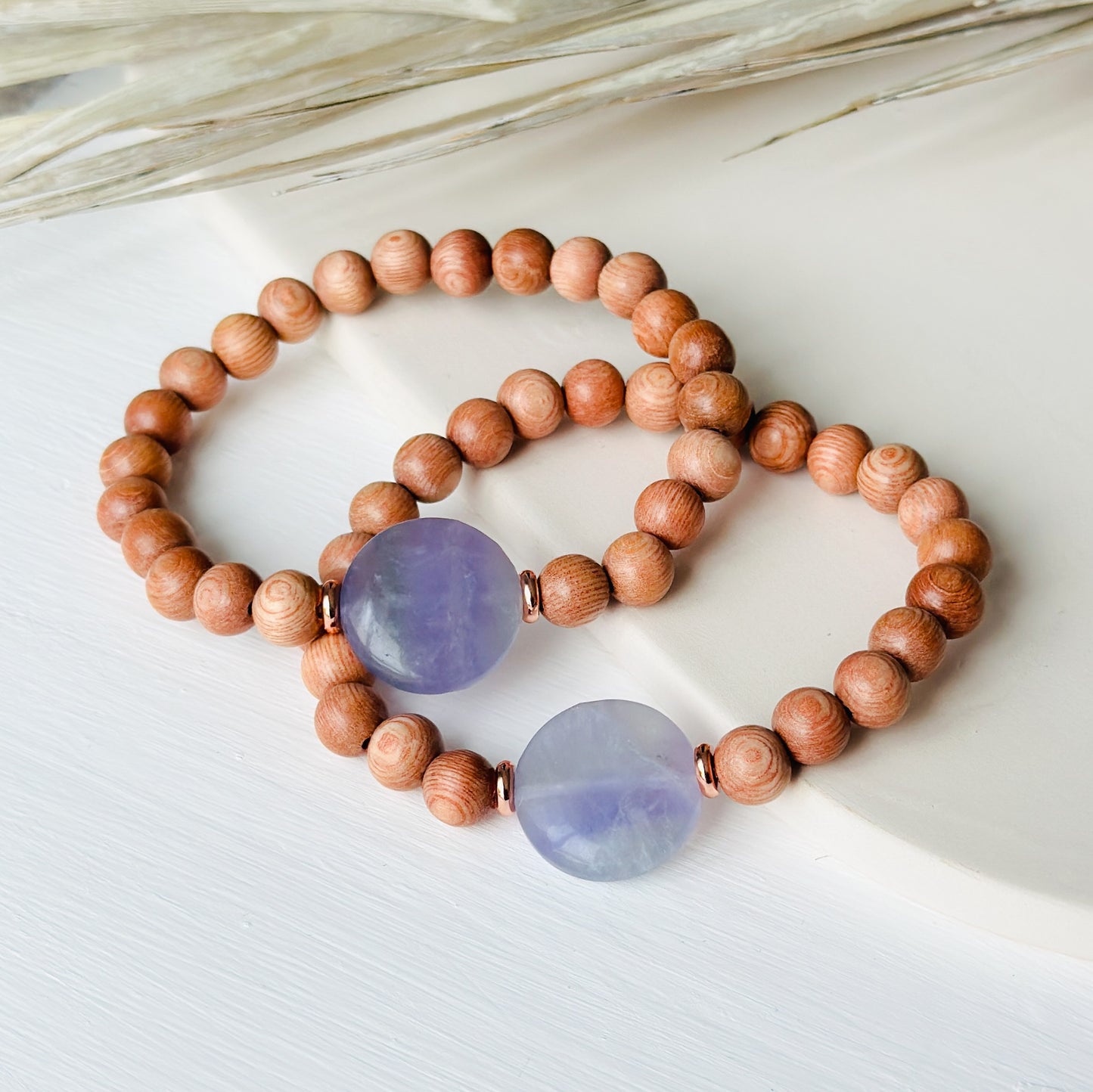 Rosewood bracelet with a Fluorite focal bead