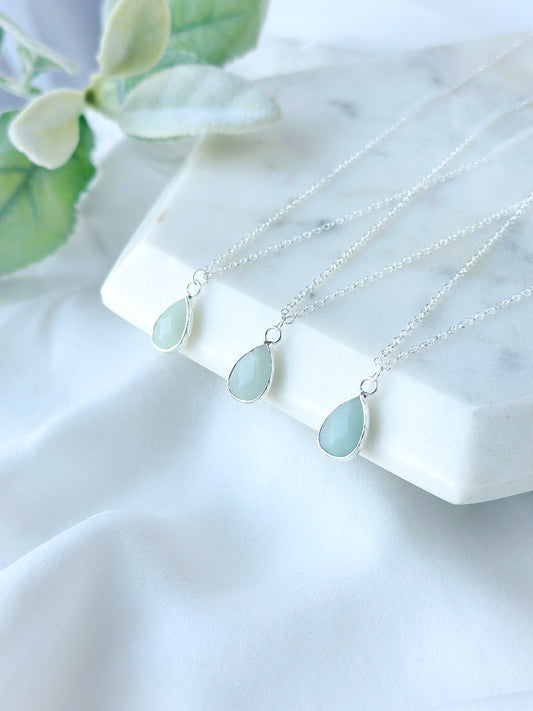 Baya Necklace: A sterling silver pendant necklace adorned with a captivating Aquamarine gemstone.