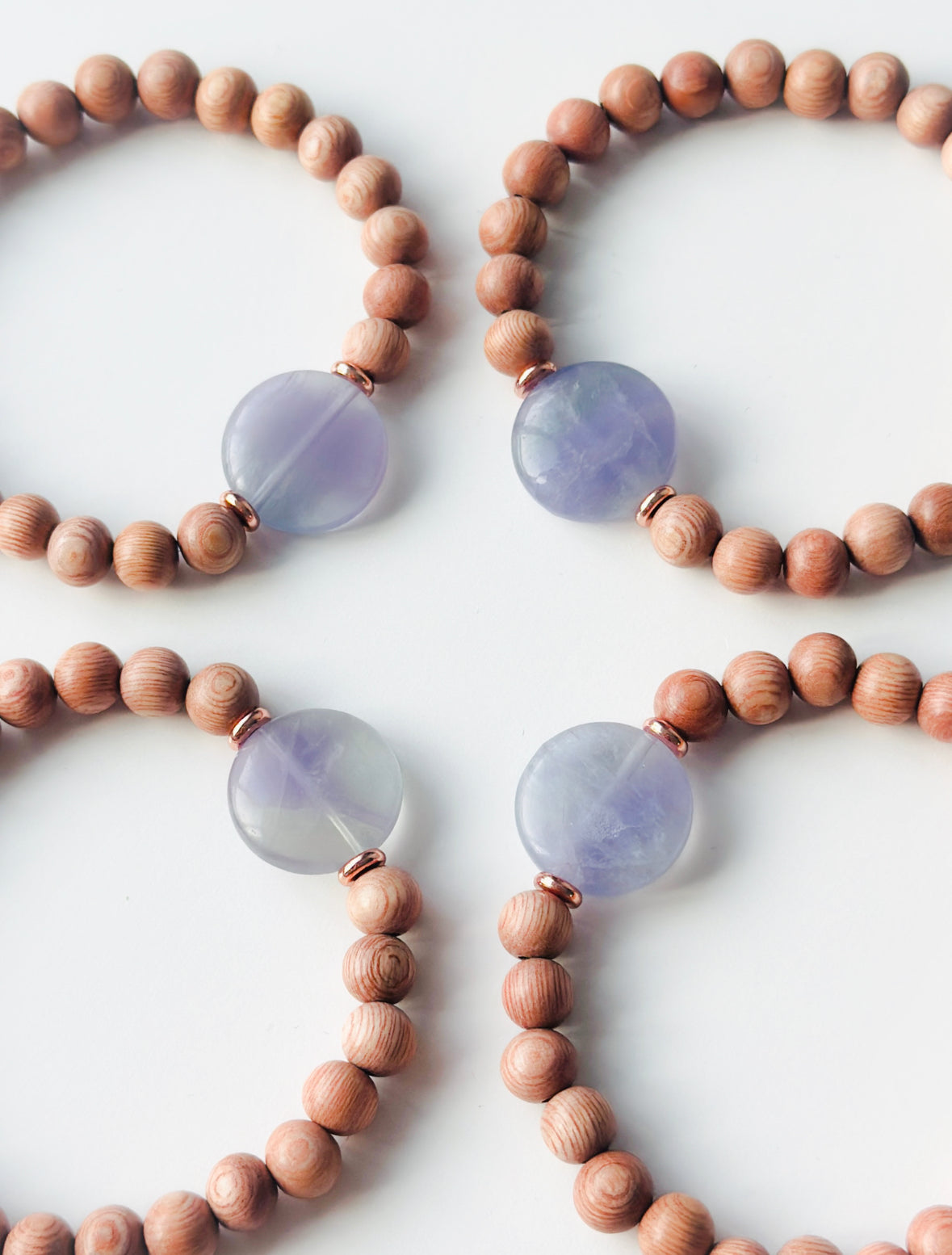 Rosewood bracelet with a Fluorite focal bead