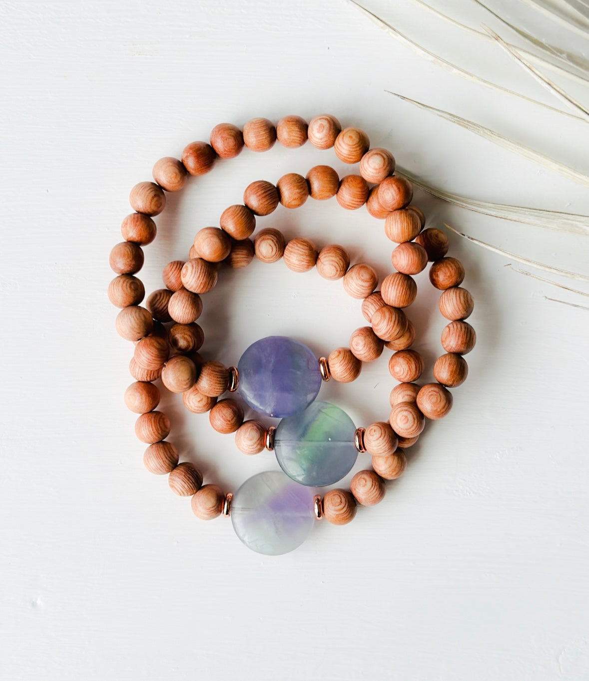 Rosewood bracelet with a Fluorite focal bead