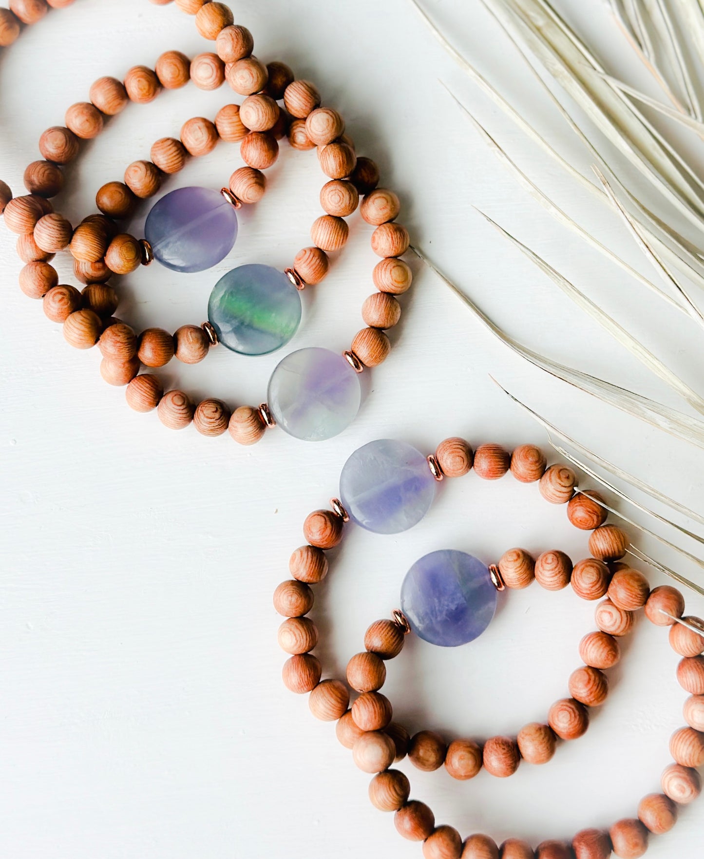 Rosewood bracelet with a Fluorite focal bead