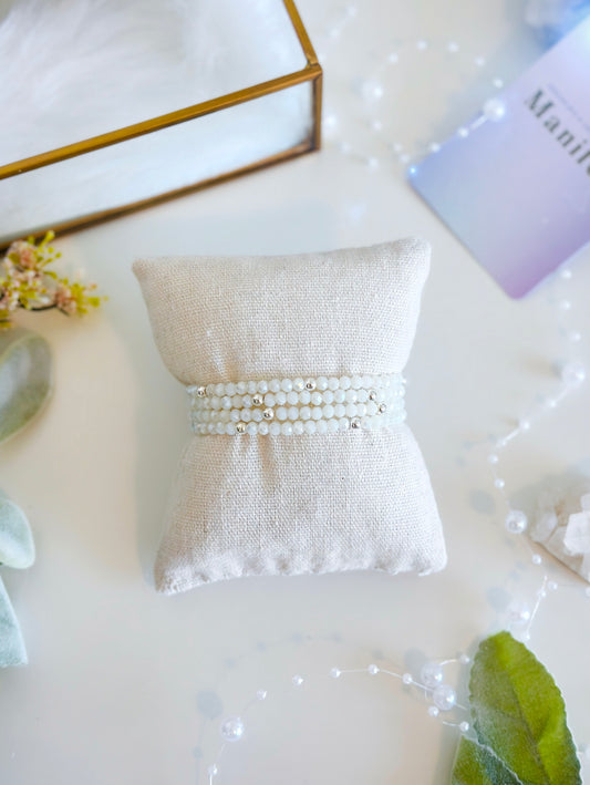 4mm faceted white jade healing gemstone bracelet
