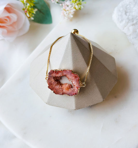 The Peach Agate Geode Minimalist bracelet
