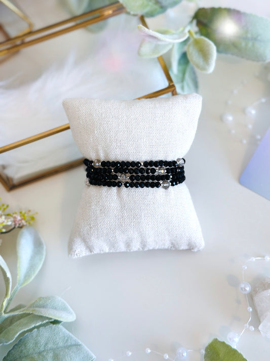 4mm faceted gemstone bracelet onyx for energy protection