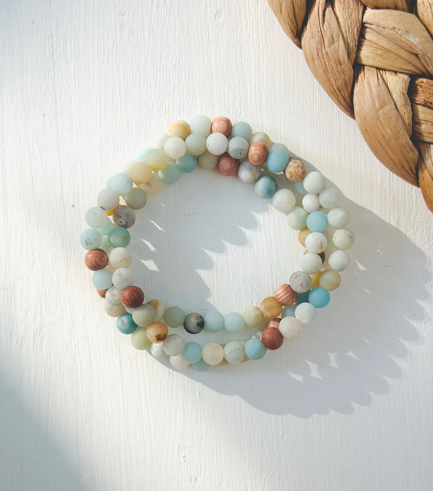 Amazonite wrap and rosewood bracelet for courage