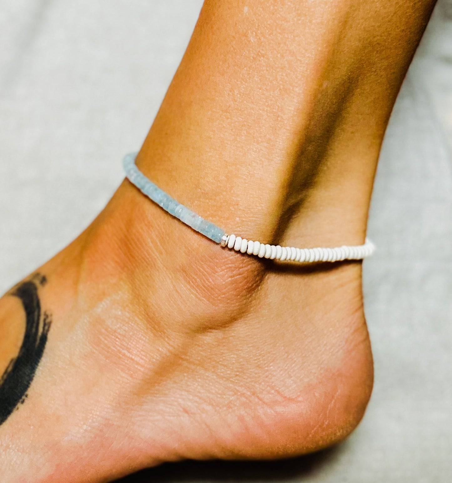 Aquamarine Rondelle Anklet