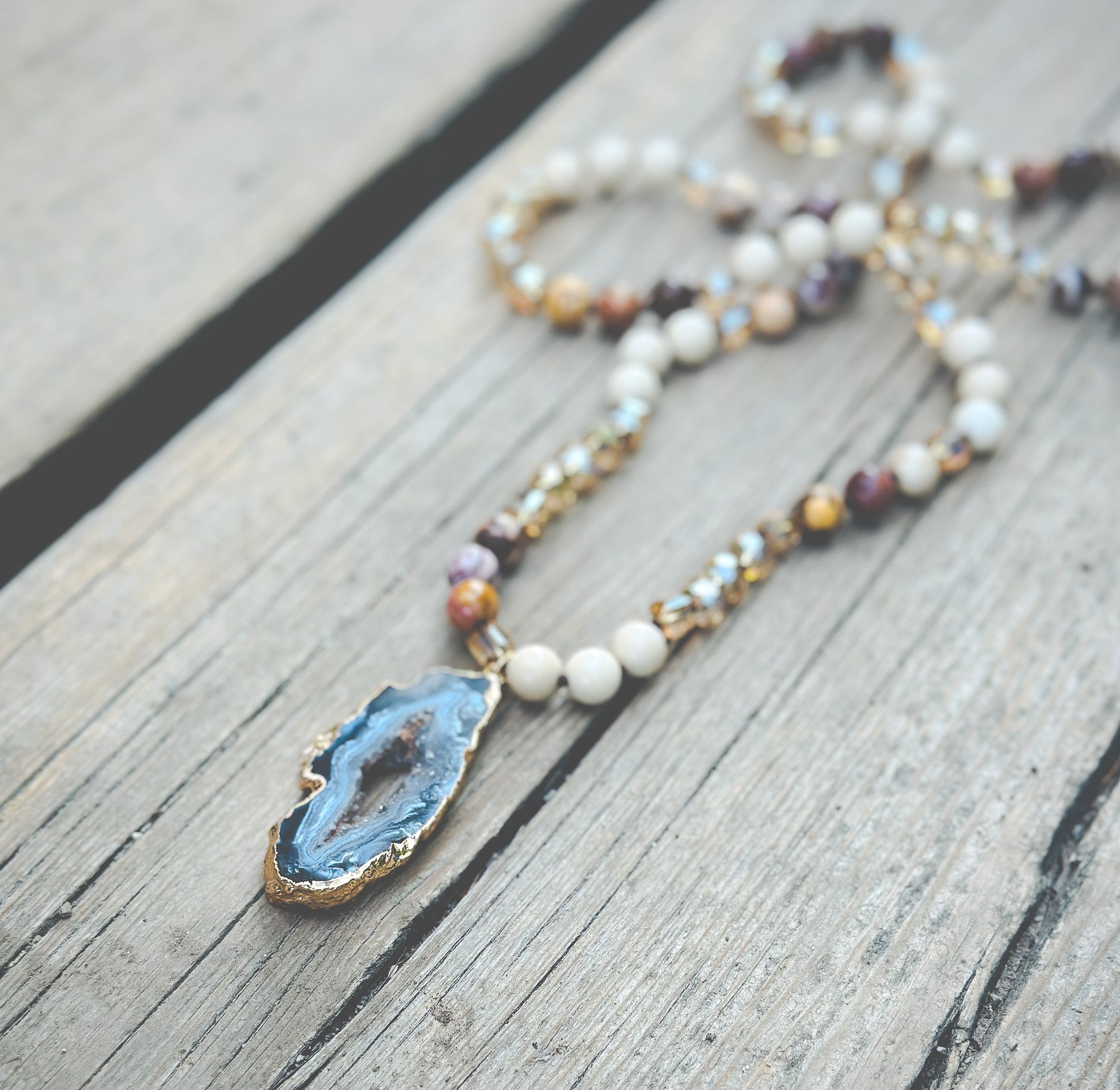 Druzy Agate Geode Gemstone Necklace