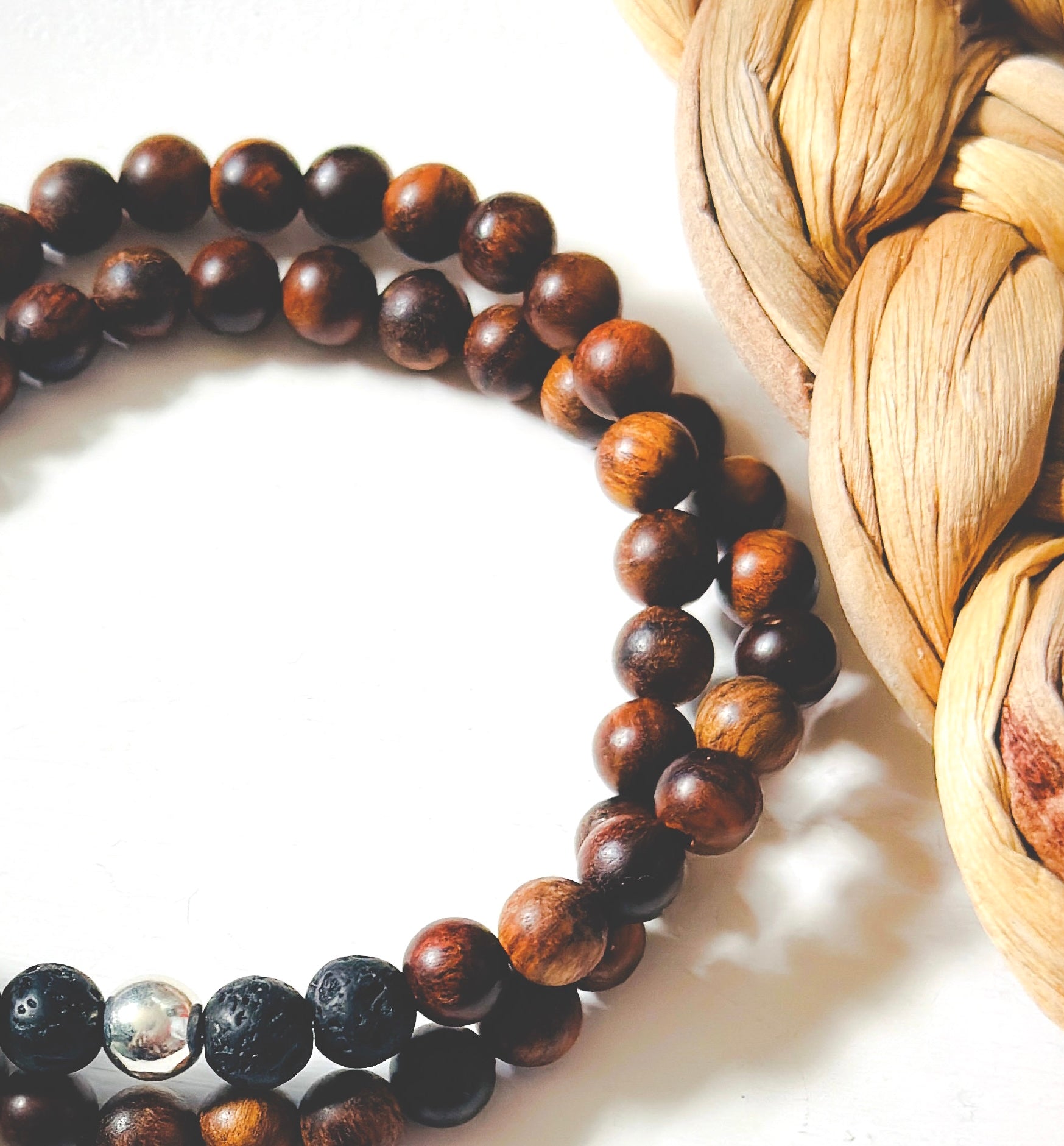 Sandalwood wrap gemstone bracelet