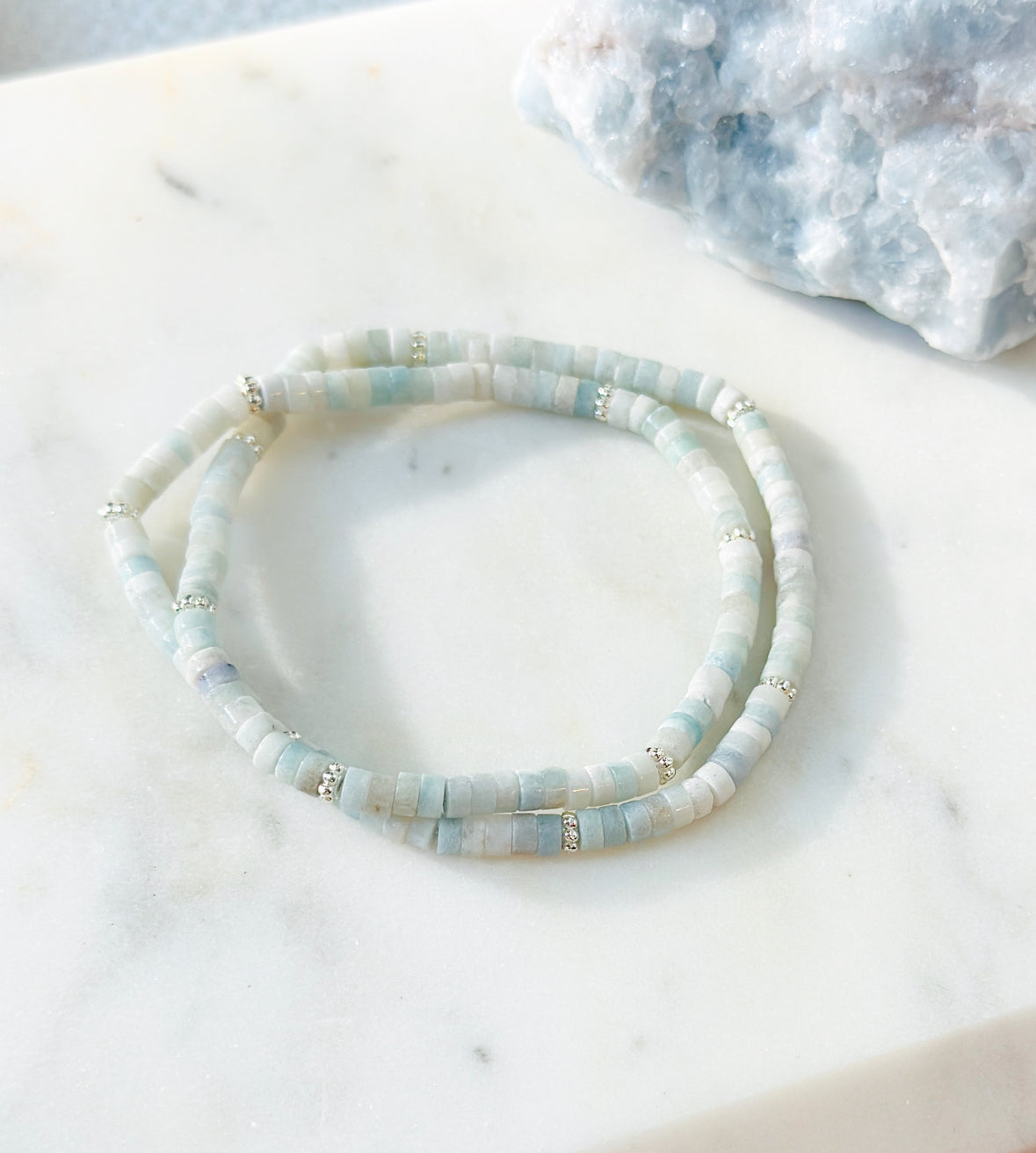 Aquamarine Rondelle wrap bracelet