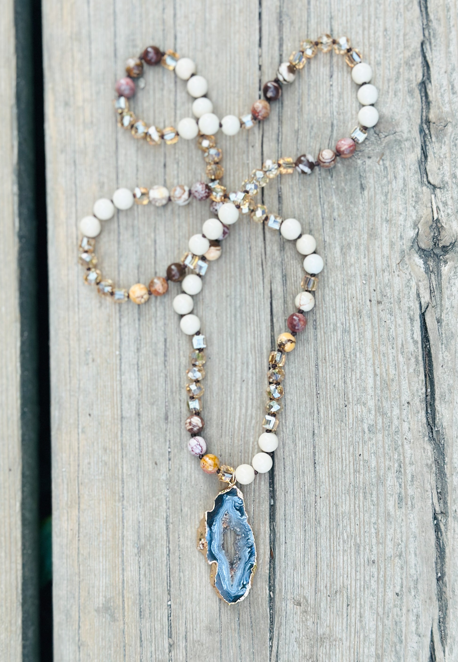 Druzy Agate Geode Gemstone Necklace