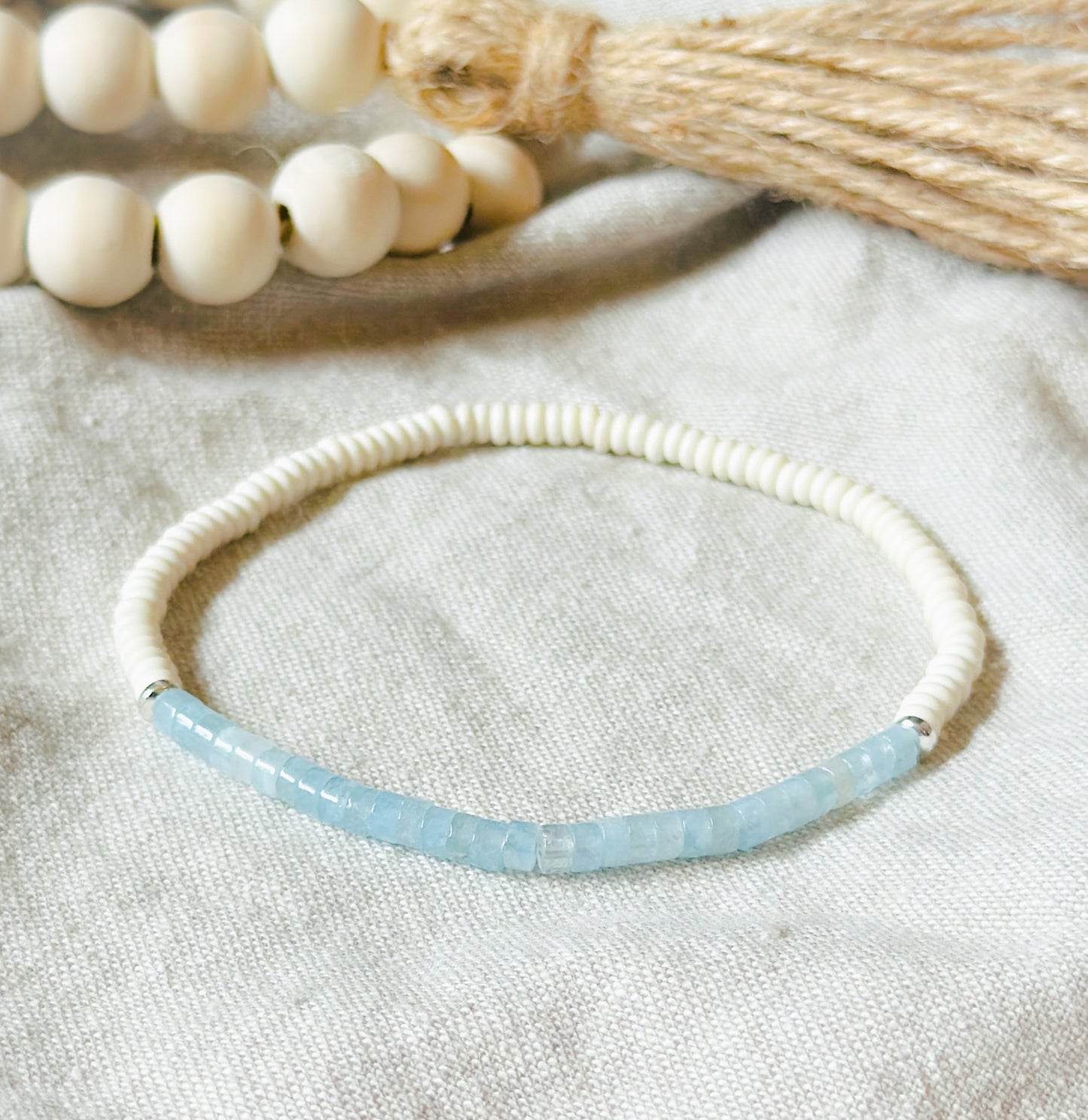Aquamarine Rondelle Anklet