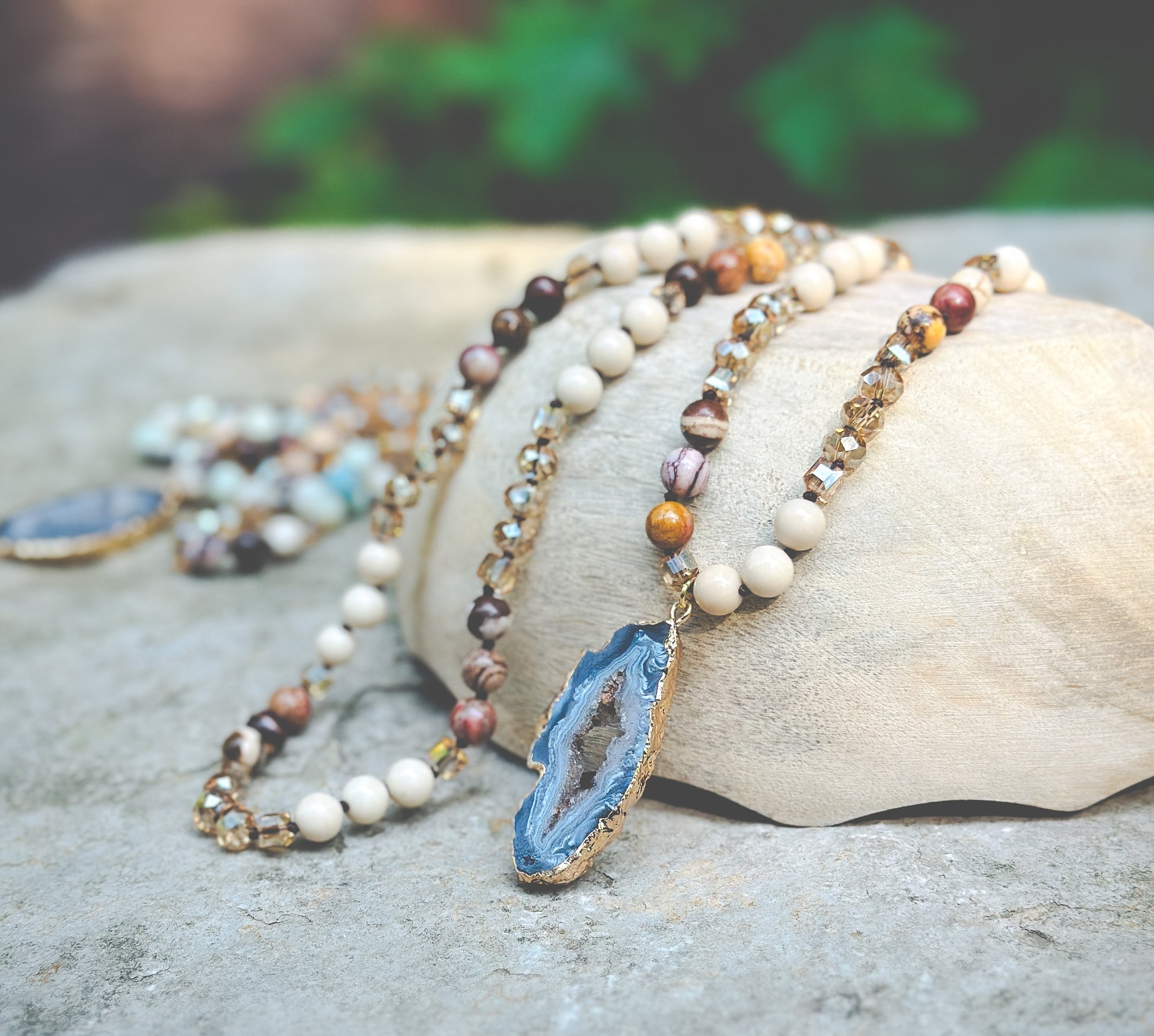 Druzy Agate Geode Gemstone Necklace