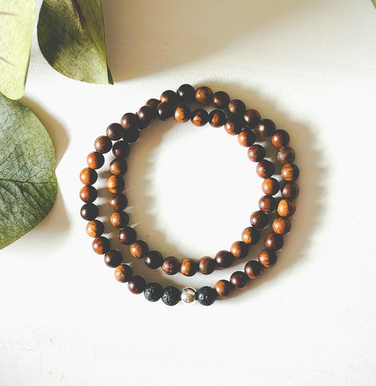 Sandalwood wrap gemstone bracelet