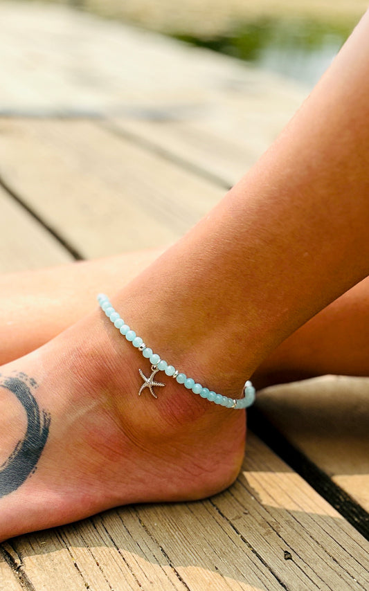 teal beachy gemstone anklet canada