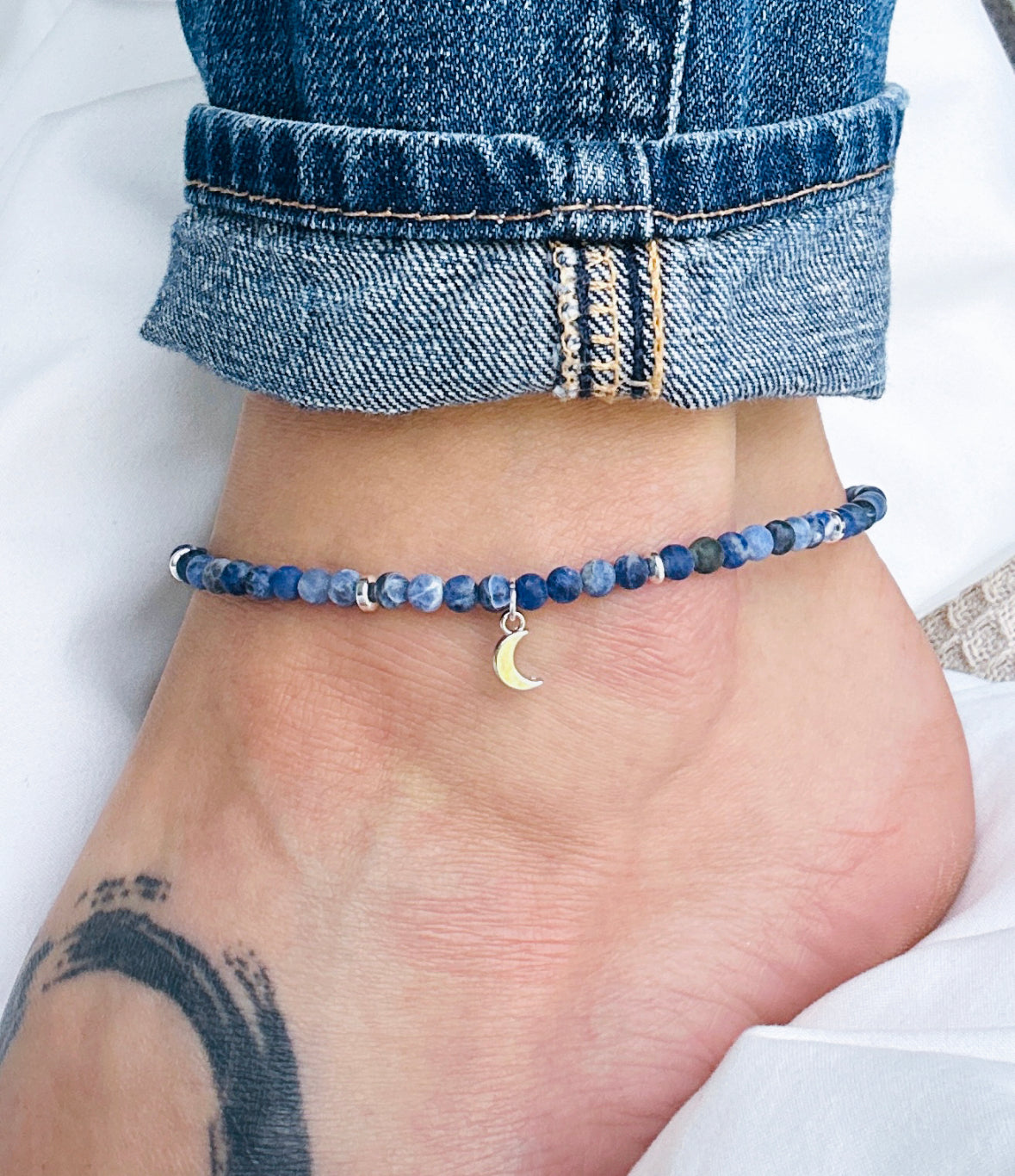 blue anxiety relief gemstone anklet canada