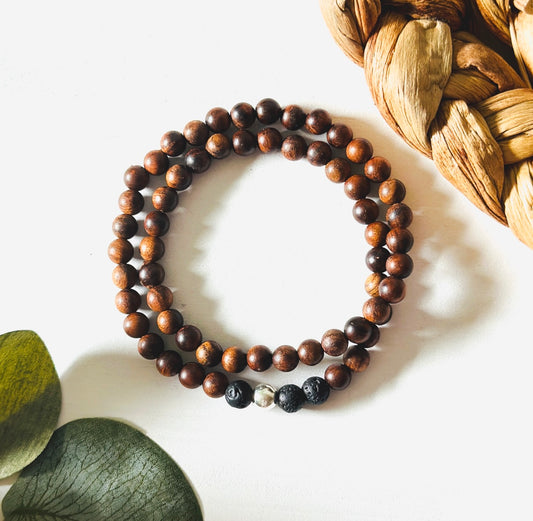 Sandalwood wrap gemstone bracelet