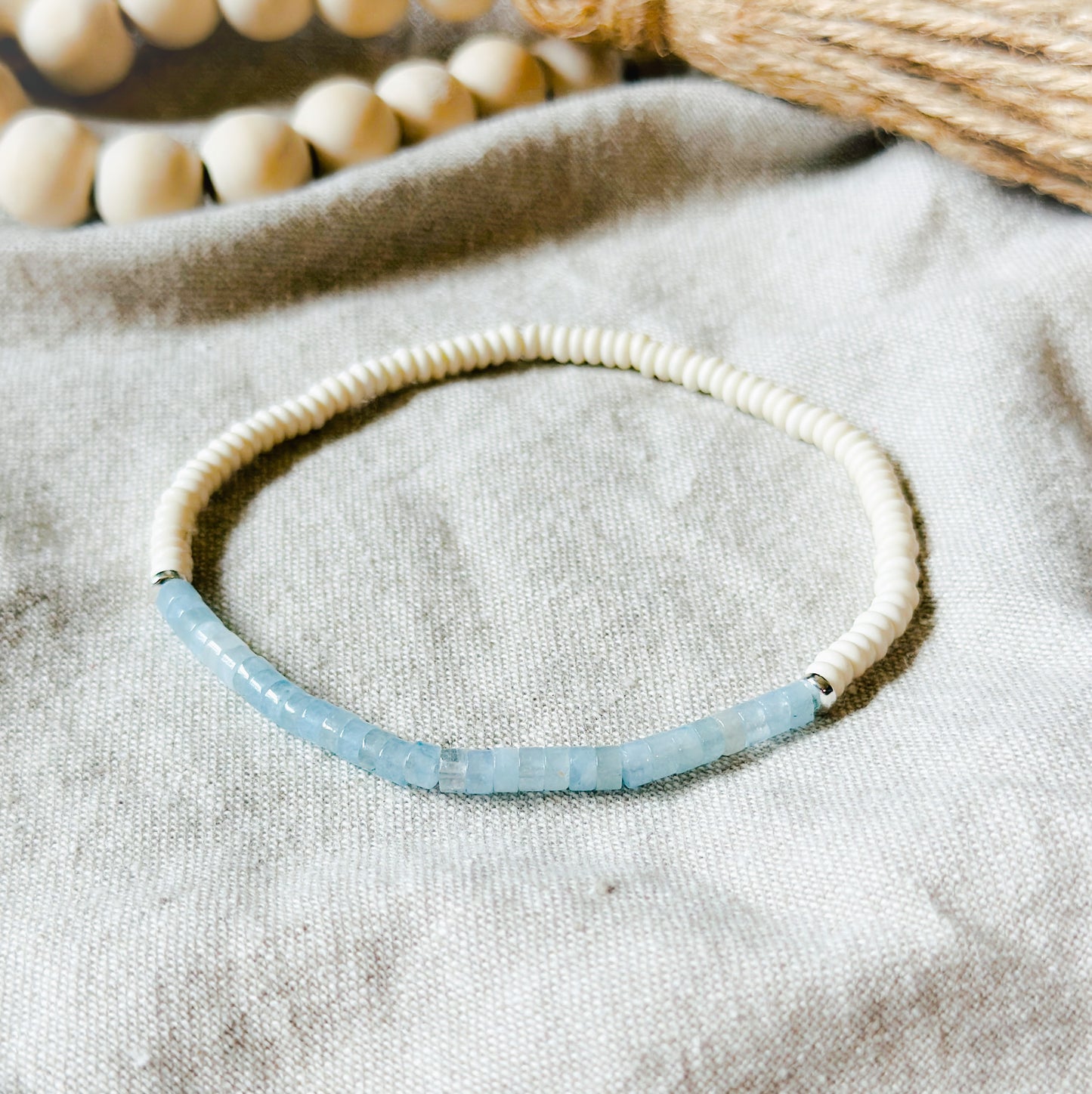 Aquamarine Rondelle Anklet