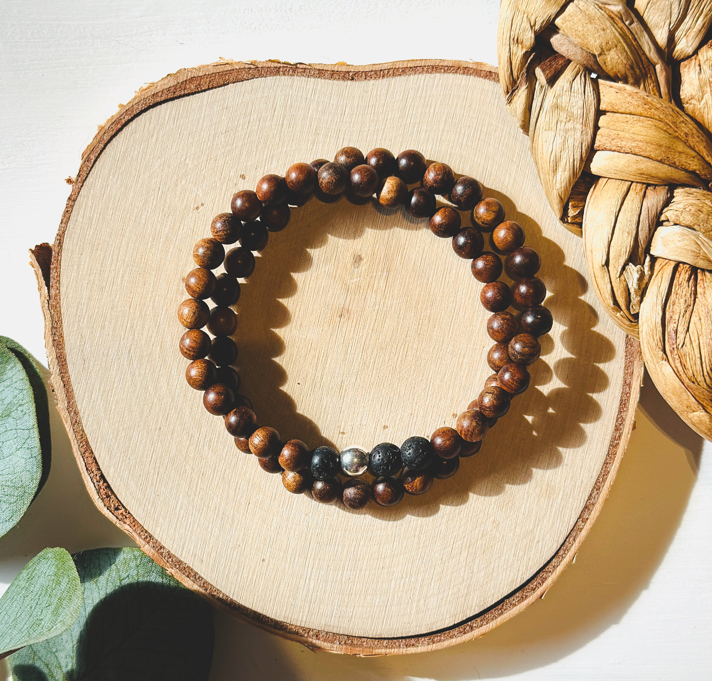 Sandalwood wrap gemstone bracelet