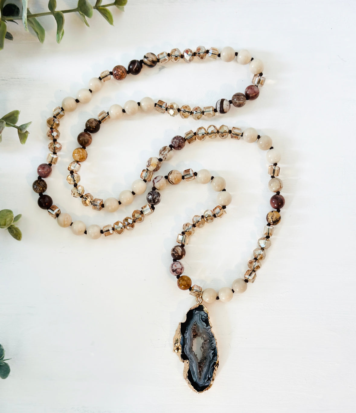 Druzy Agate Geode Gemstone Necklace