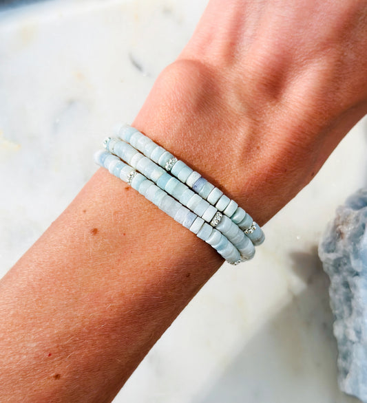 Aquamarine Rondelle wrap bracelet