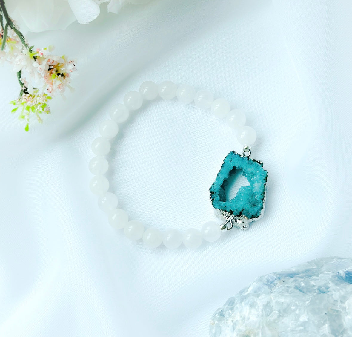 Balancing Blue Druzy Agate Bracelet