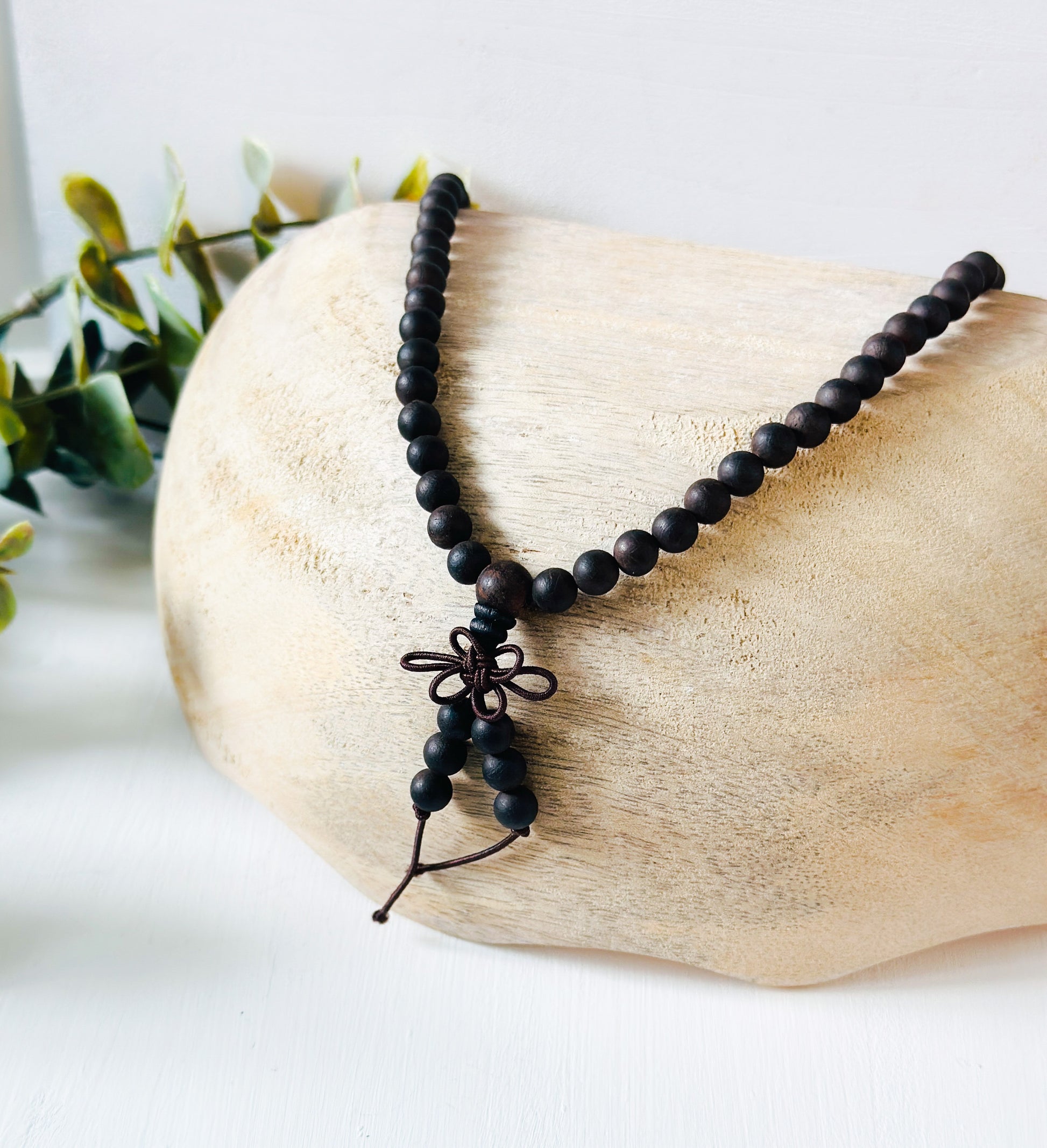 Matte Greywood Mala Necklace