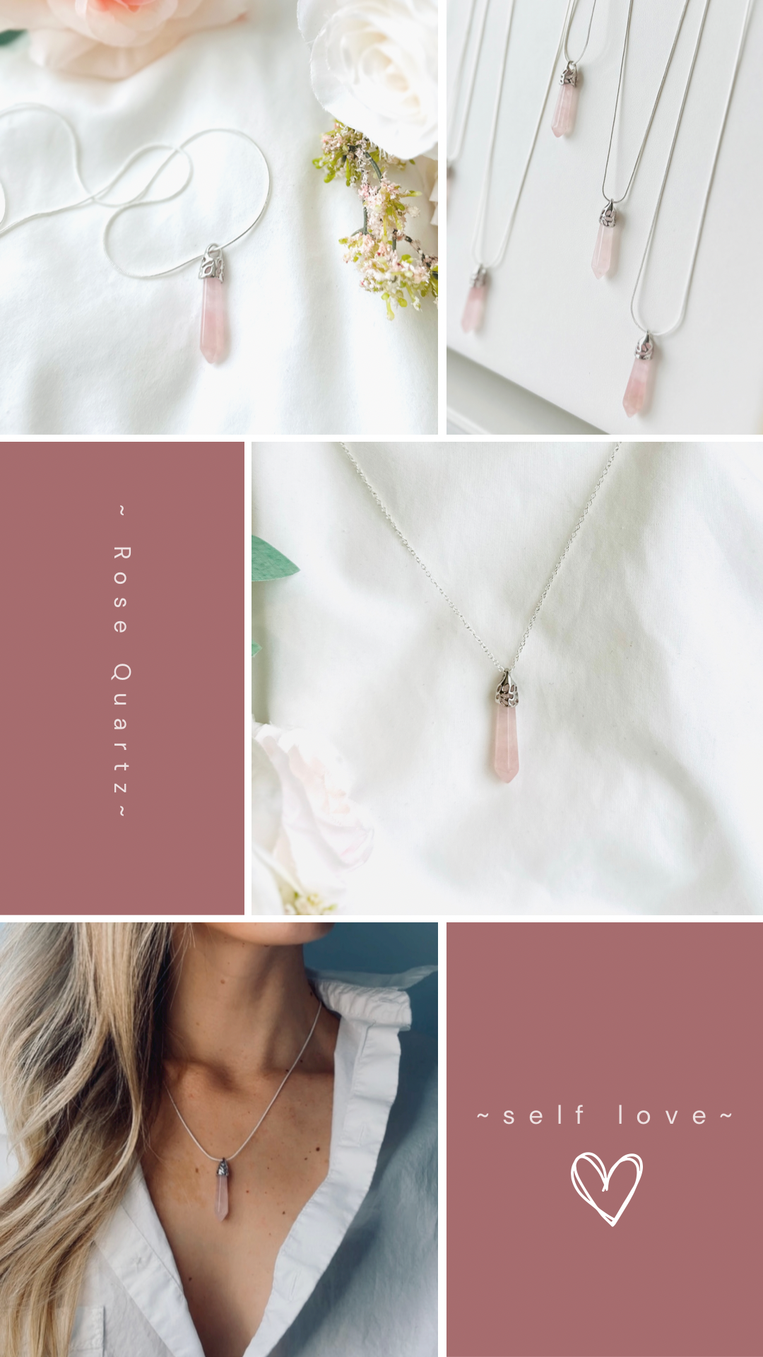 The Rose Quartz Pendant necklace.