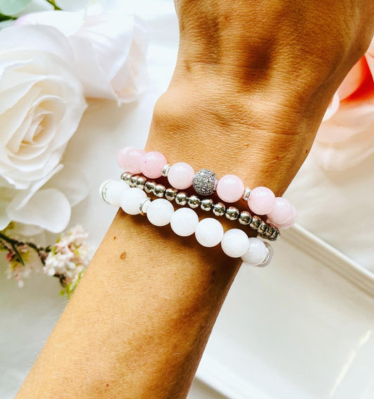 rose quartz gemstone bracelet