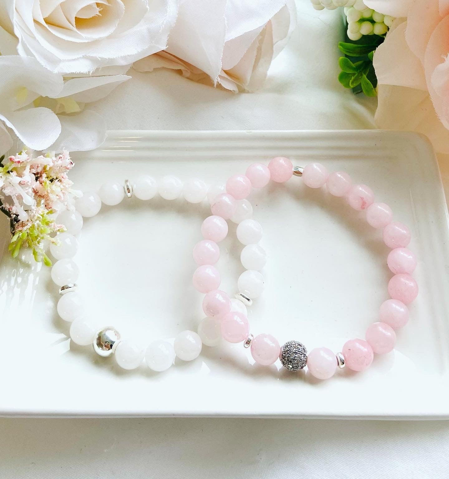 rose quartz gemstone bracelet