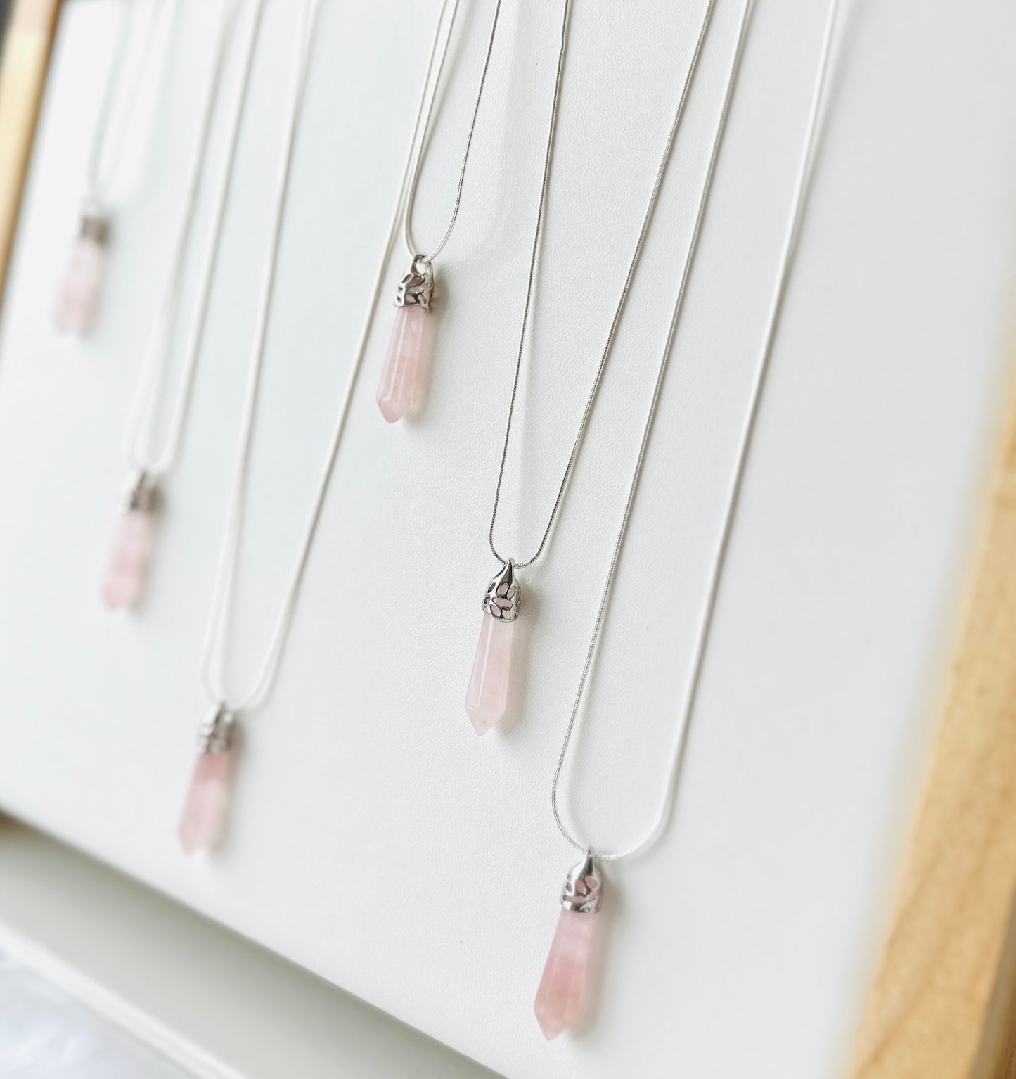 sterling silver Rose quartz pendant necklace