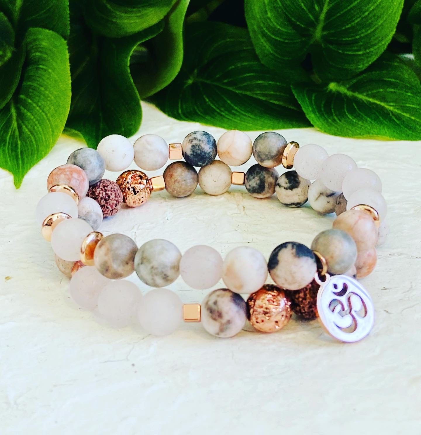 pink zebra jasper healing gemstone bracelet