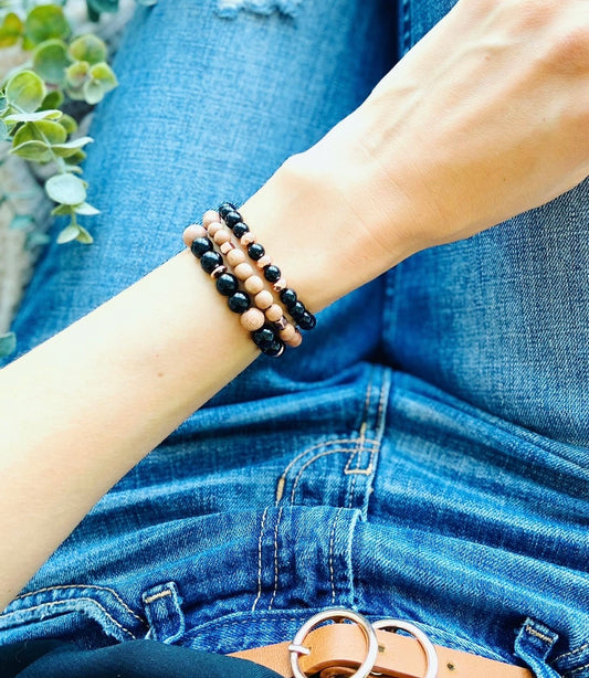 onyx stacking gemstone bracelets