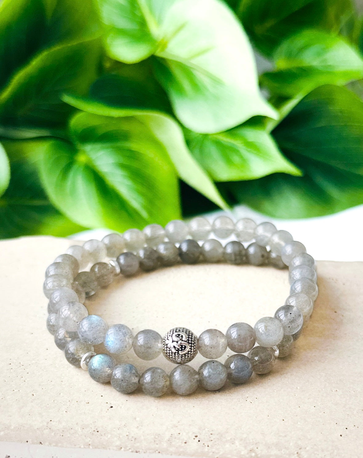 Om Stack Labradorite Bracelet
