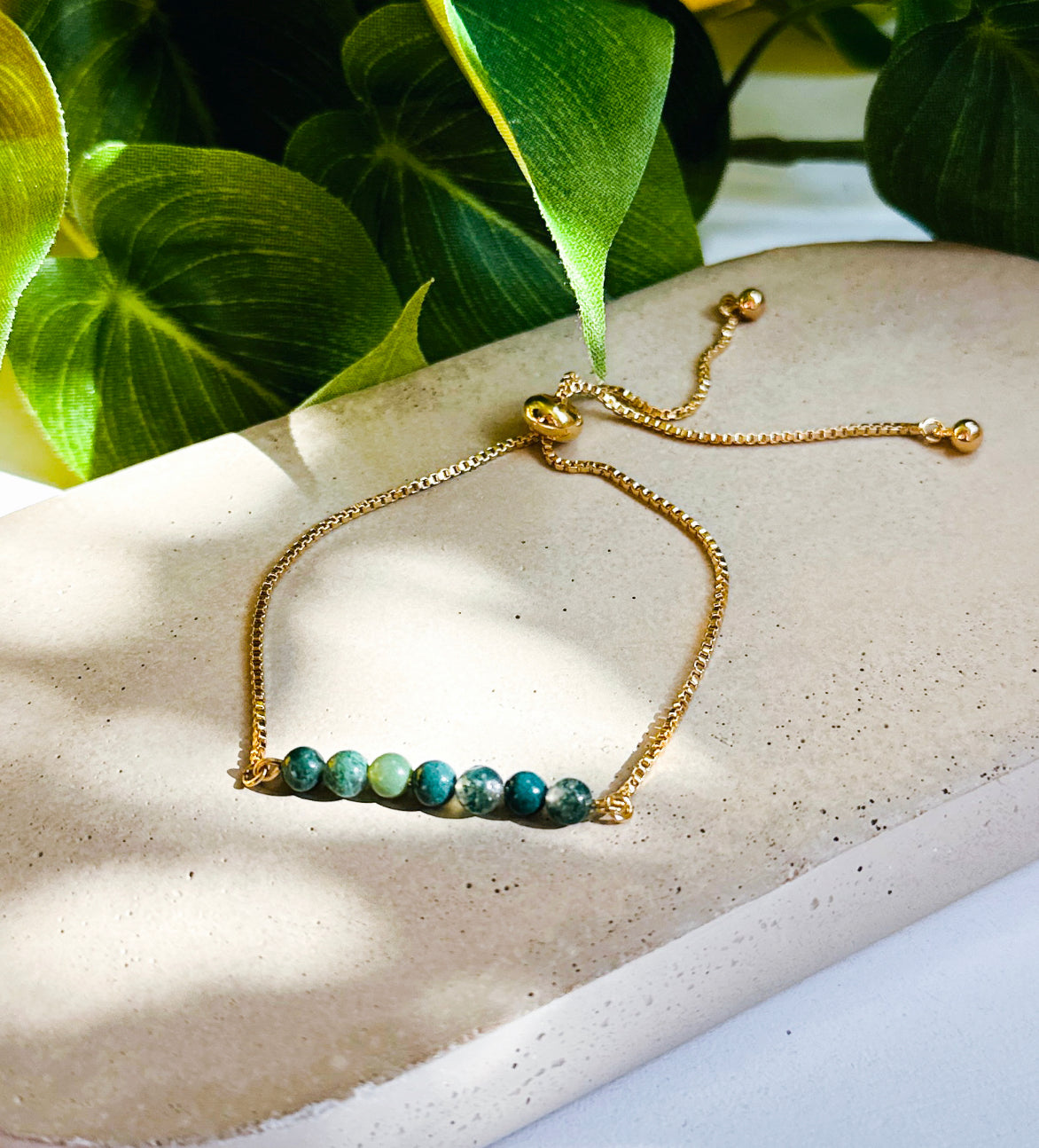 Moss Agate Minimalist Bracelet