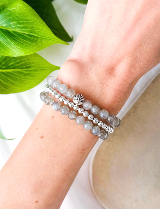 Om Stack Labradorite Bracelet