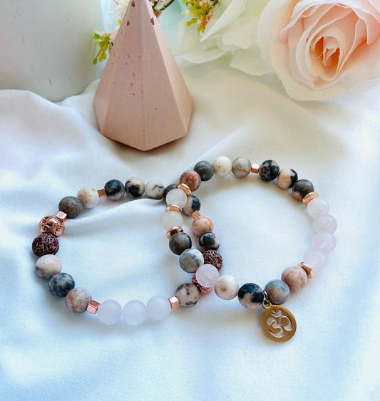 pink zebra jasper healing gemstone bracelet