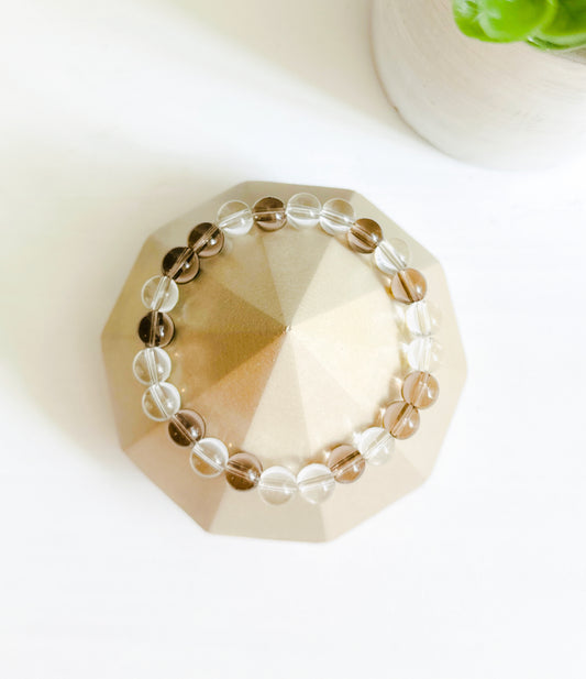 Smoky Quartz + Clear Quartz "Master Healer" Bracelet