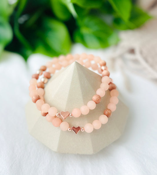 peach gemstone stacking bracelets