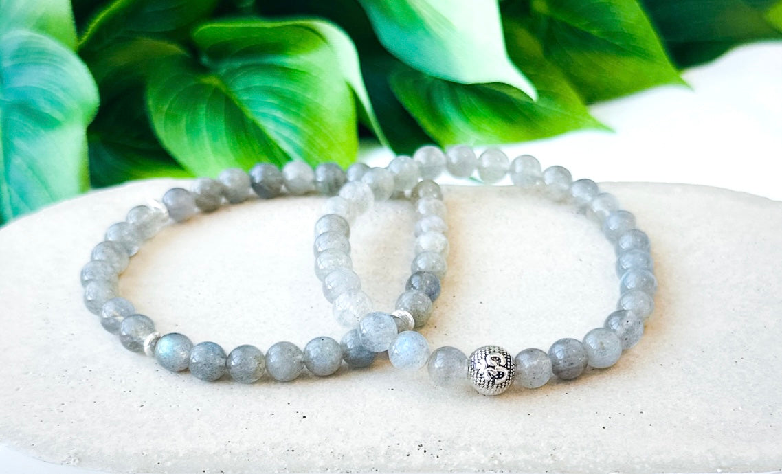 Om Stack Labradorite Bracelet