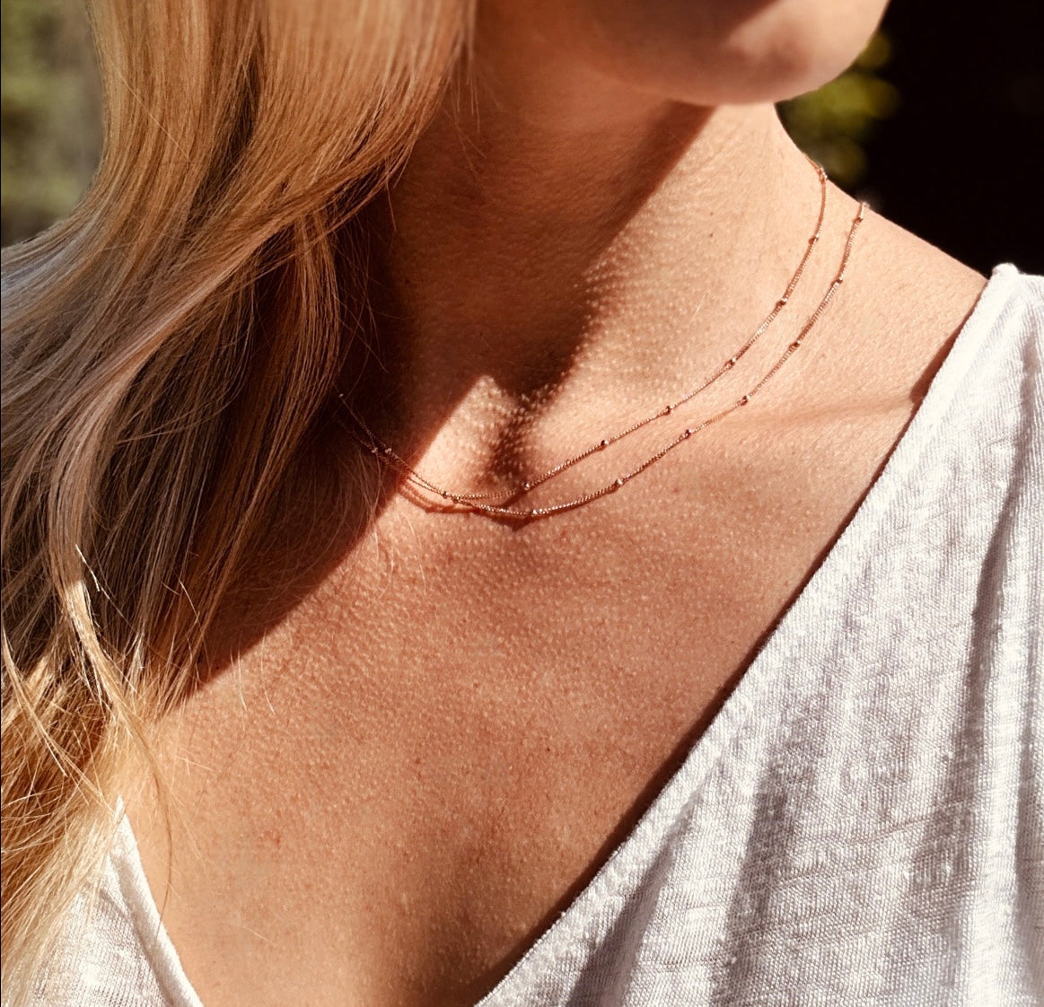 Stunning Rose Gold layering necklace 