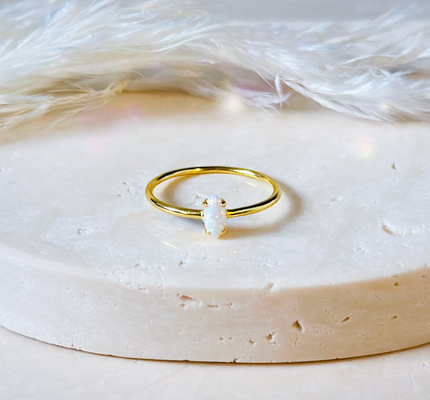 Opalite gemstone gold ring