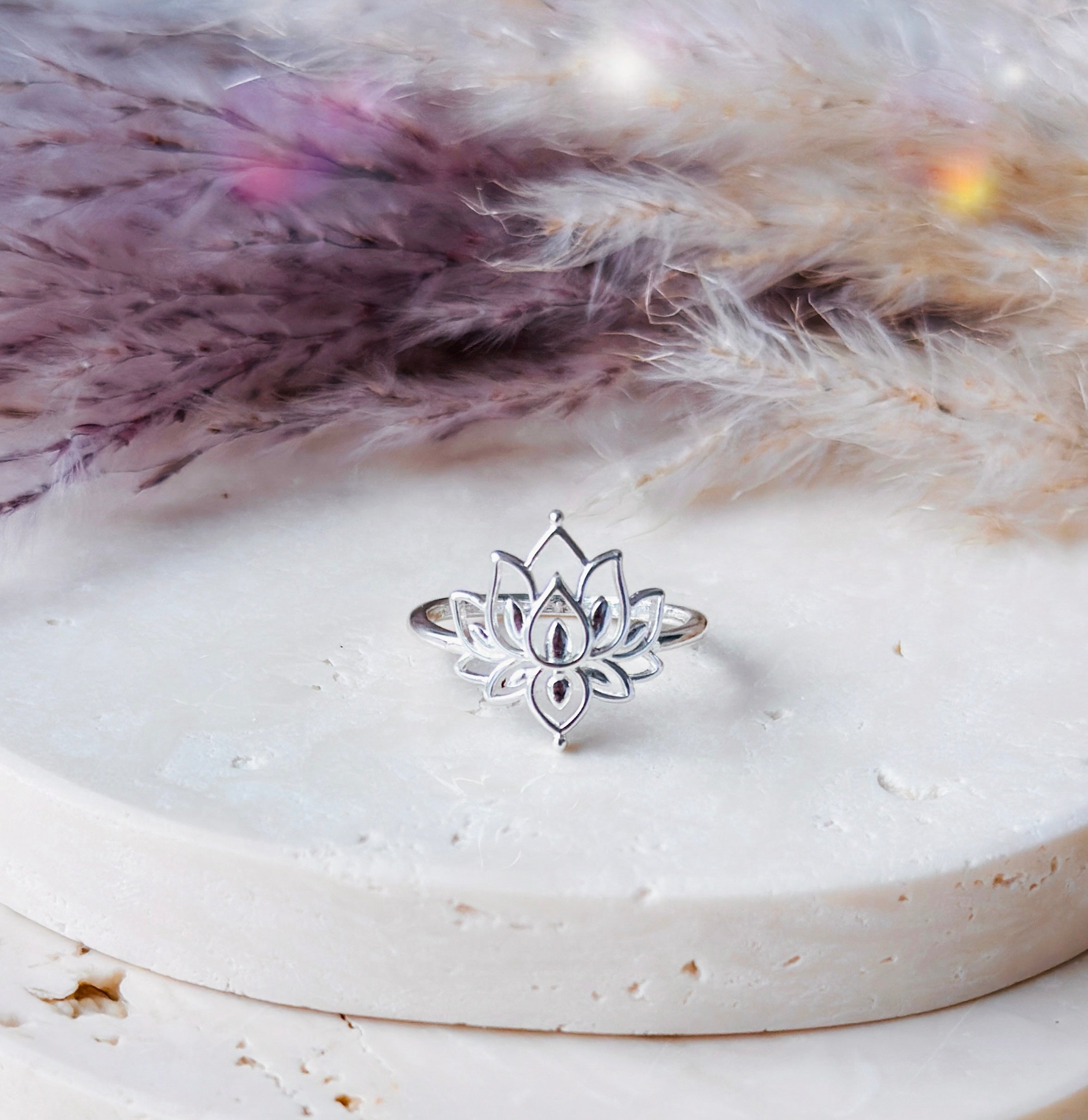 Lotus flower sale silver ring