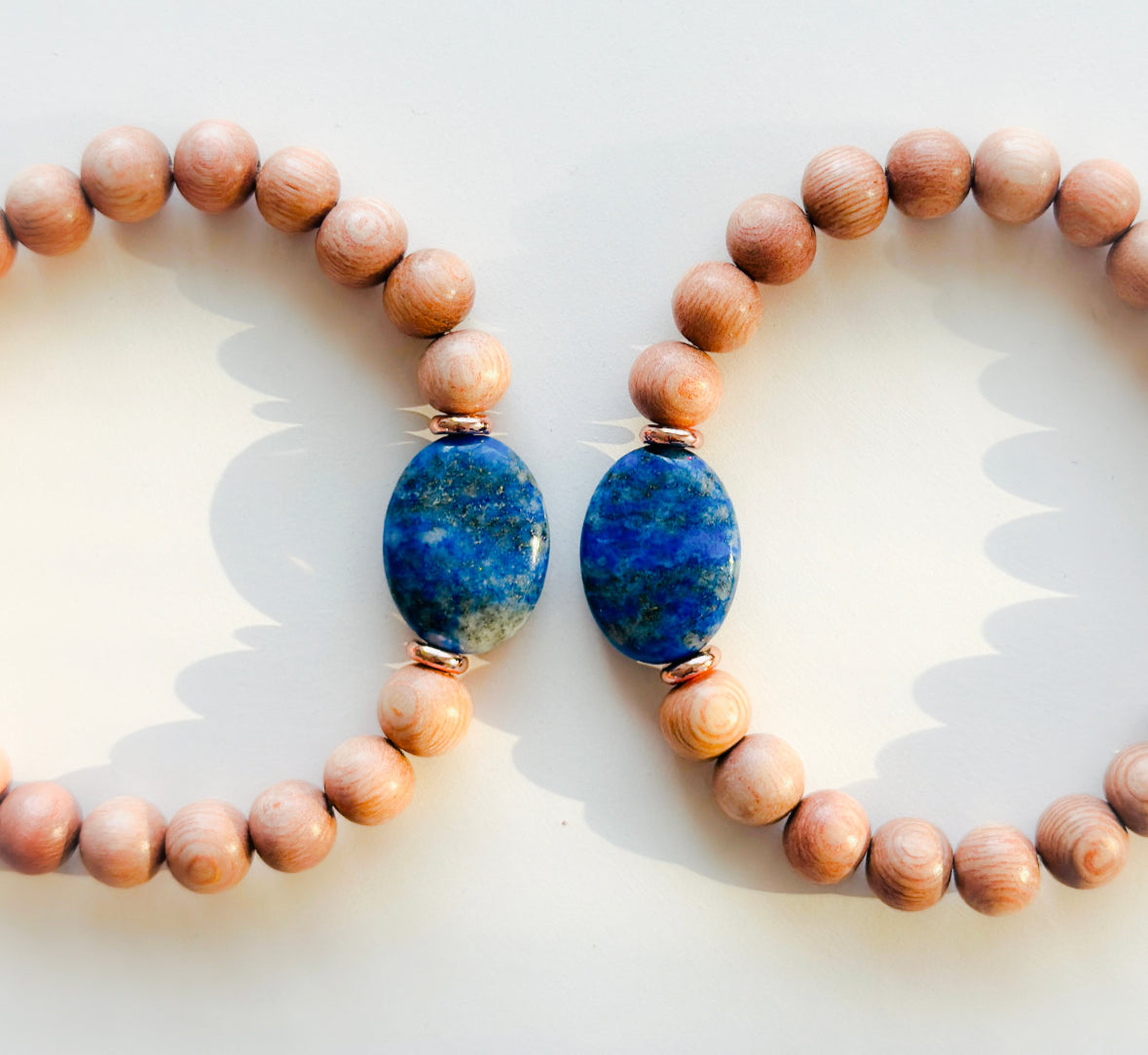 rosewood bracelet with a Lapis Lazuli focal bead